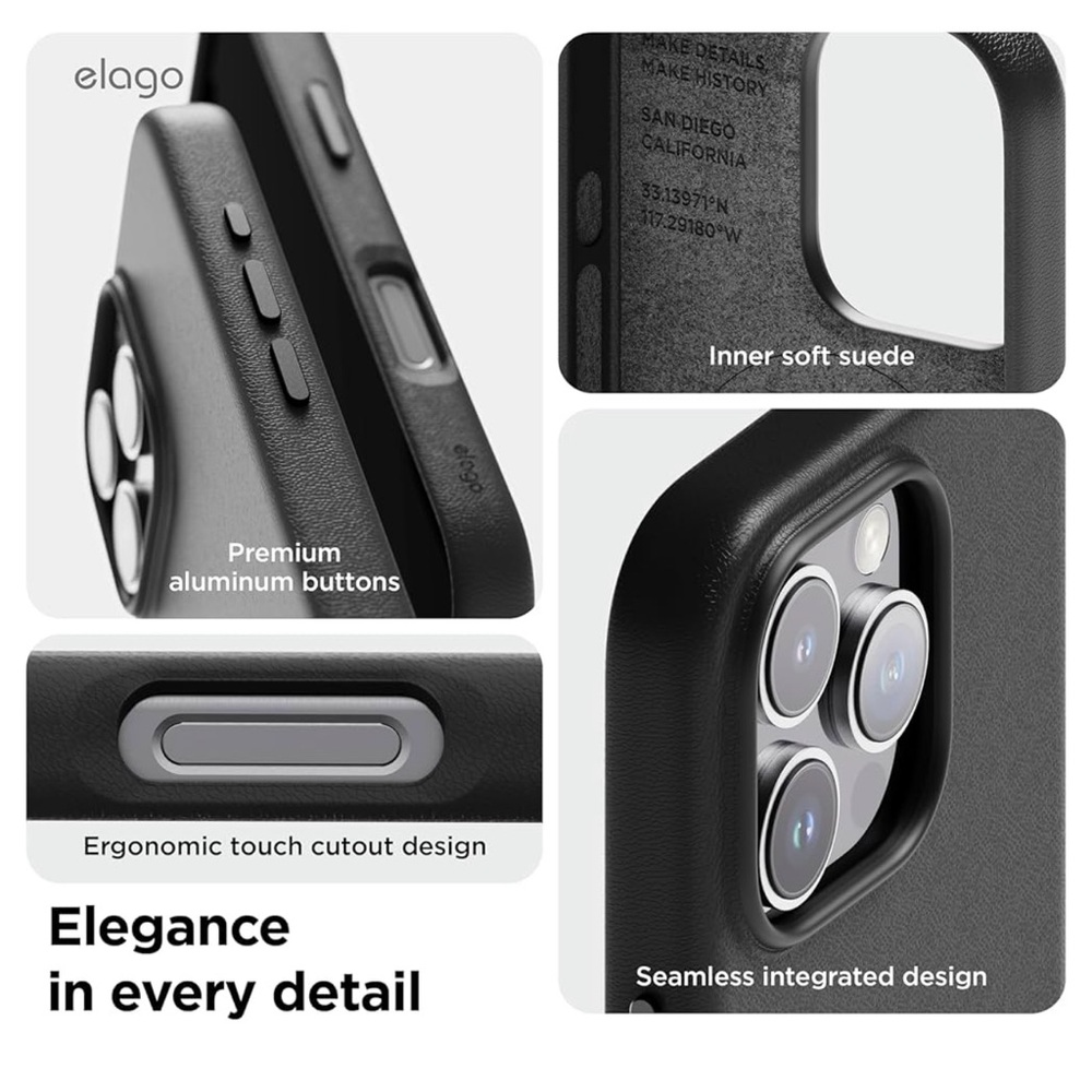 π ELAGO iPhone 16 Pro Max MagSafe-Compatible Vegan Leather Case - Picture 4 of 7